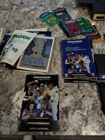 Mattel Intellivision Games and Controller Overlays lot plus booklets