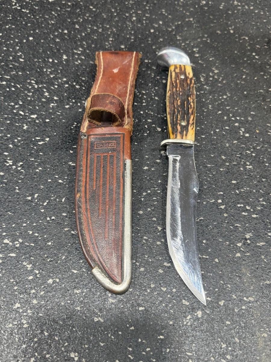 Vintage Case XX USA 523-5 Fixed Blade Stag Hunting Knife w/sheath