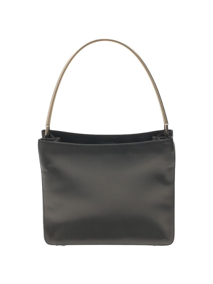 RARE PRADA Leather Shoulder Bag in GRY Plain Minimalist Design