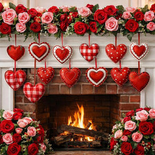 12 Pcs Valentines Red Felt Heart Ornaments for Tree 3.75 Inch Valentine's Day Ha