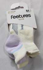 Feetures Unisex Max Cushion Elite Ankle Socks MS7 White/Lilac Large NWT