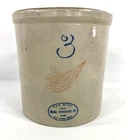 Antique RED WING 3 Gallon Union Stoneware Crock With Rare Goose Droppings