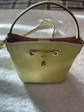 KATE SPADE EVA SMALL LEATHER BUCKET CROSSBODY SHOULDER BAG SATCHEL NEON YELLOW