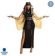 Cleopatra Costume Women Egyptian Queen Black Dress Gold Cape Headpiece