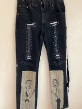 Customized Grunge Jeans Denim Gothic Punk ARIZONA Sz 34 X34 Urbancore Festivals