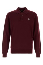FENDI Burgundy Stretch Wool Polo Shirt New  Authentic