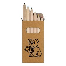 6 x 'British Bulldog Tea Time' Short Colour Pencils PE00078266