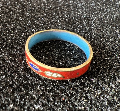 Vintage roter A Cloisonné Ring mit Retro und traditionellem orientalischem Gefühl Gr. N