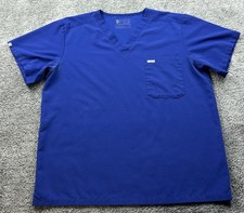 FIGS Scrub Top Shirt Mens XL Blue Technical Collection V Neck Pocket Medical
