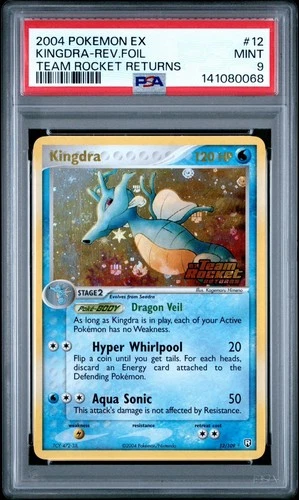 2004 POKEMON EX TEAM ROCKET RETURNS 12 KINGDRA-REVERSE FOIL Stamp PSA 9