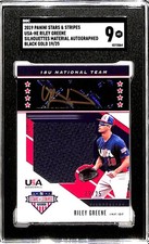 2019 Stars & Stripes #USA-HE Riley Greene Silhouettes Black Gold Patch Auto /25