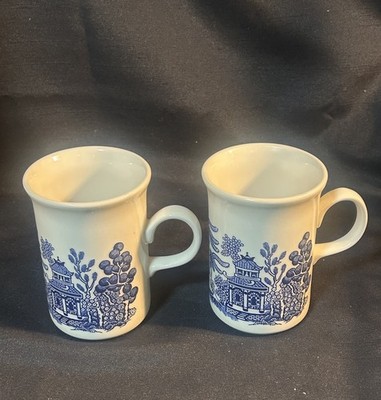 Churchill Blue Willow Coffee Mugs (2) Made in England 4 