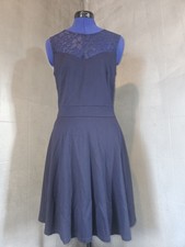 Heloise Fashion Navy Blue Sleeveless Dress Lace Trim Size Medium
