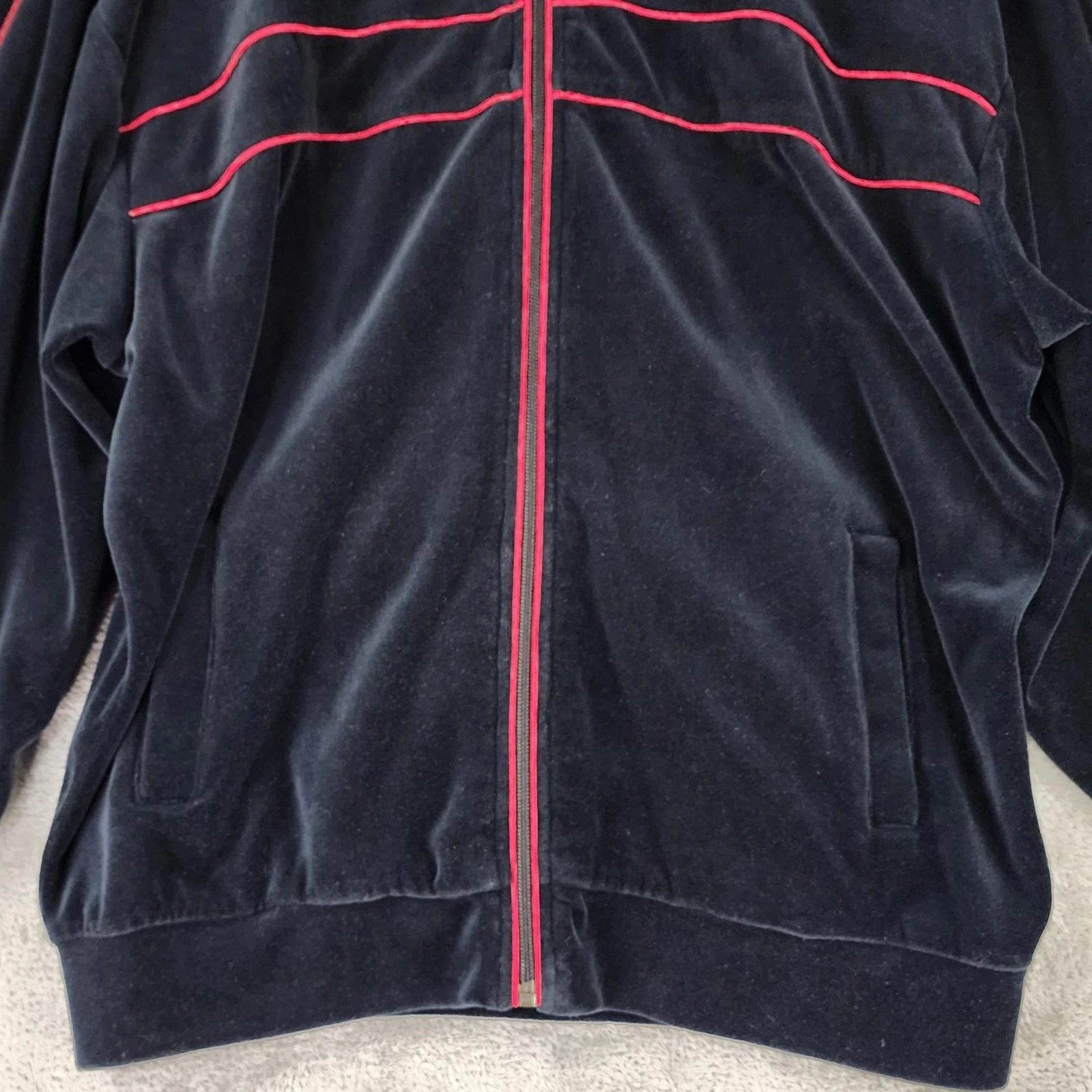 Norm Thompson Jacket Mens Large Black Velour Full Zip Long Sleeve Retro Vintage - product detail image 8