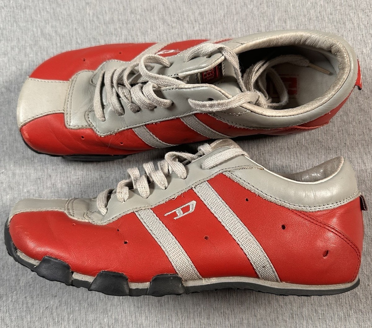 Diesel Evelyn Shoes Womens Red Leather Sneakers Retro Y2K Vintage Footwear