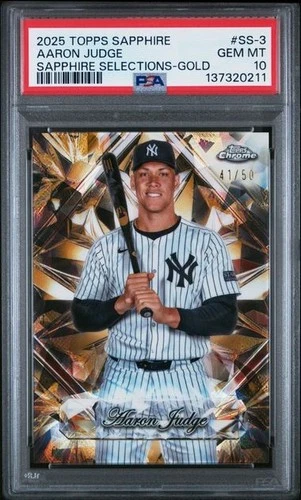 Aaron Judge 2025 Topps Chrome Sapphire Gold Sapphire Selections /50 PSA 10 GEM