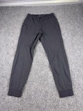 Lululemon Jogger Pants Mens Medium Black Woven Elastic Waist Zip Pocket Athletic