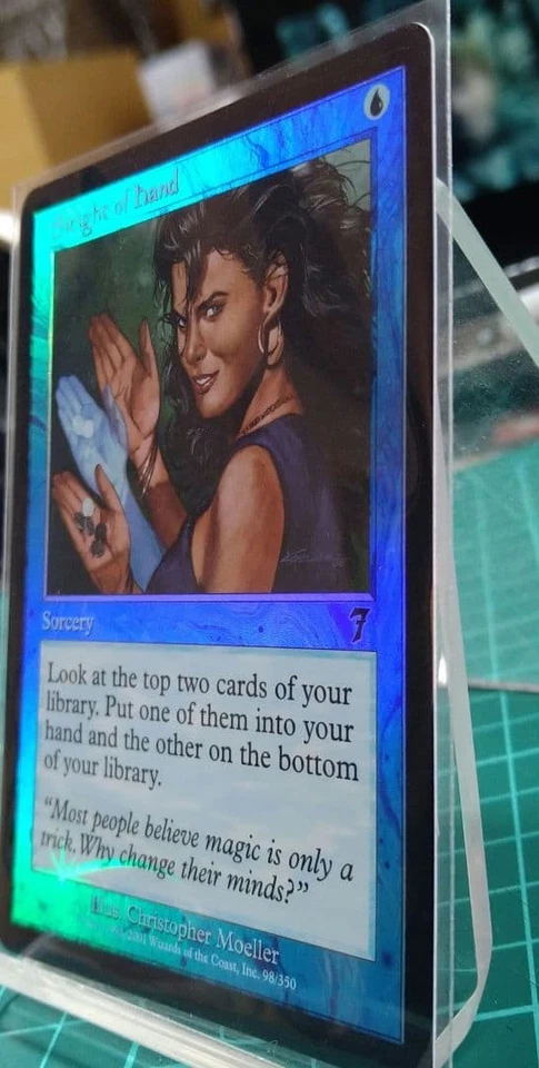 MTG Foil Hand Practice Sleight of Hand 7th Edition Green C Magic Card - Image 3 of 4