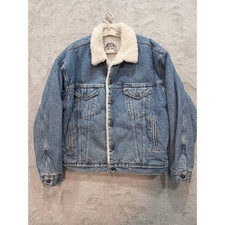 Vintage Levis Trucker Jacket Large Size L Blue Sherpa Lined Denim Made In Usa
