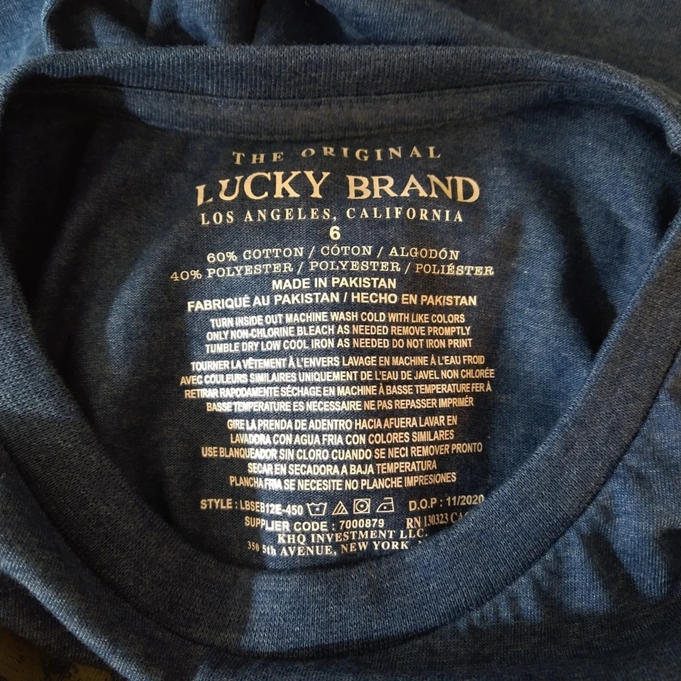 O Lucky Brand Blue Green Tropical Leaf Print Graphic Short Sleeve T-Shirt NWT 6 - Image 4 of 4