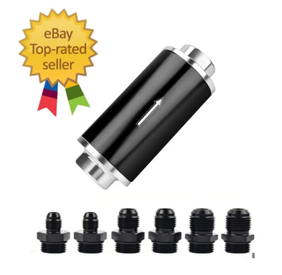 Inline Fuel Filter 100 Micron with 6AN 8AN 10AN Adapter Universal 50MM