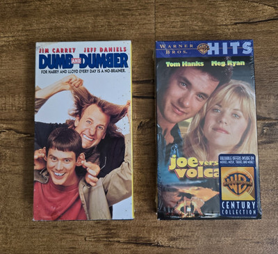 90 s Comedy VHS Double Feature -Dumb and Dumber + Joe Versus Volcano