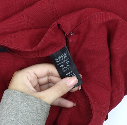 Marks & Spencer Women's Red Knee Length Skirt Size 20 - Picture 3 of 12