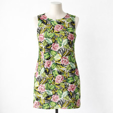 New Stunt Woman 100% Silk Dress Size 2x Tropical Floral Print Sleeveless NWT