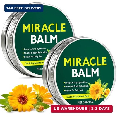 2 Pack Miracle Balm, Natural Botanical Cream for Legs, Arms, Back, Hands & Feet,