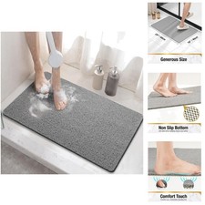 Soft PVC Non-Slip Bathtub Mat with Drain Holes - 24 x 16 Inch Grey Delight