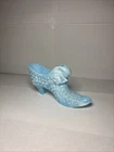 Fenton Baby Blue Milk Slag Glass Hobnail Cat Head Shoe