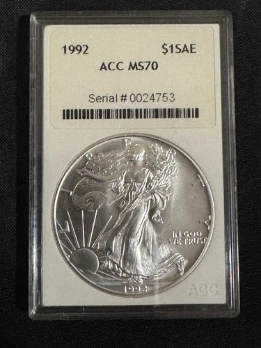 1992 1 oz .999 Genuine Silver American Eagle (Brilliant Uncirculated) ACC