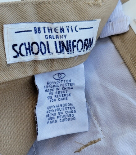 NWT Authentic Galaxy Boy's Double Knee School Uniform Pants Khaki Tan Size 12 - Picture 3 of 7