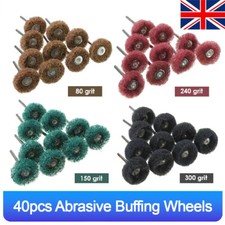 40Pcs 1" Abrasive Brush Nylon Polishing Wheel 80-300Grit for Dremel Rotary Tool