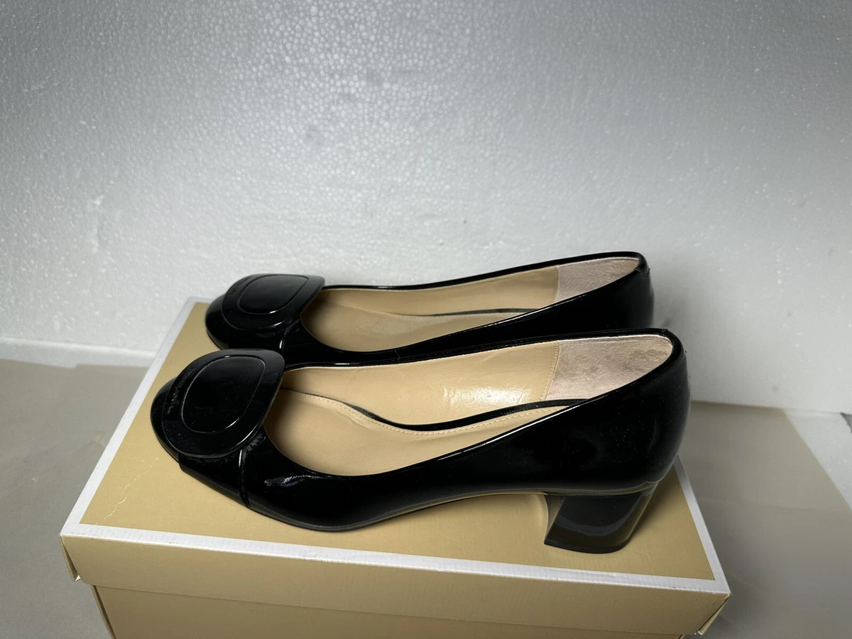 Women MK Michael Kors Pauline Flex Mid Pump Patent Leather black size 7m