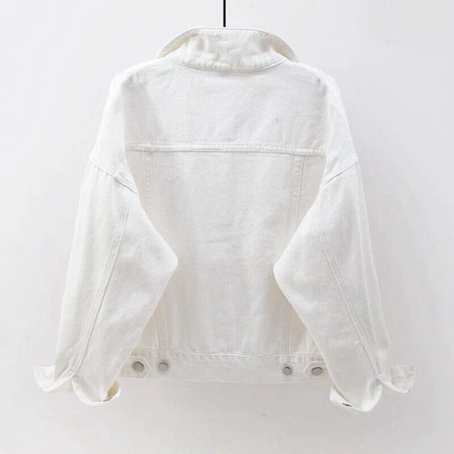Womens Ladies Stretch Denim Jacket Soft Cotton Loose Plus Zise Stonewash Coat!@ - Picture 9 of 26