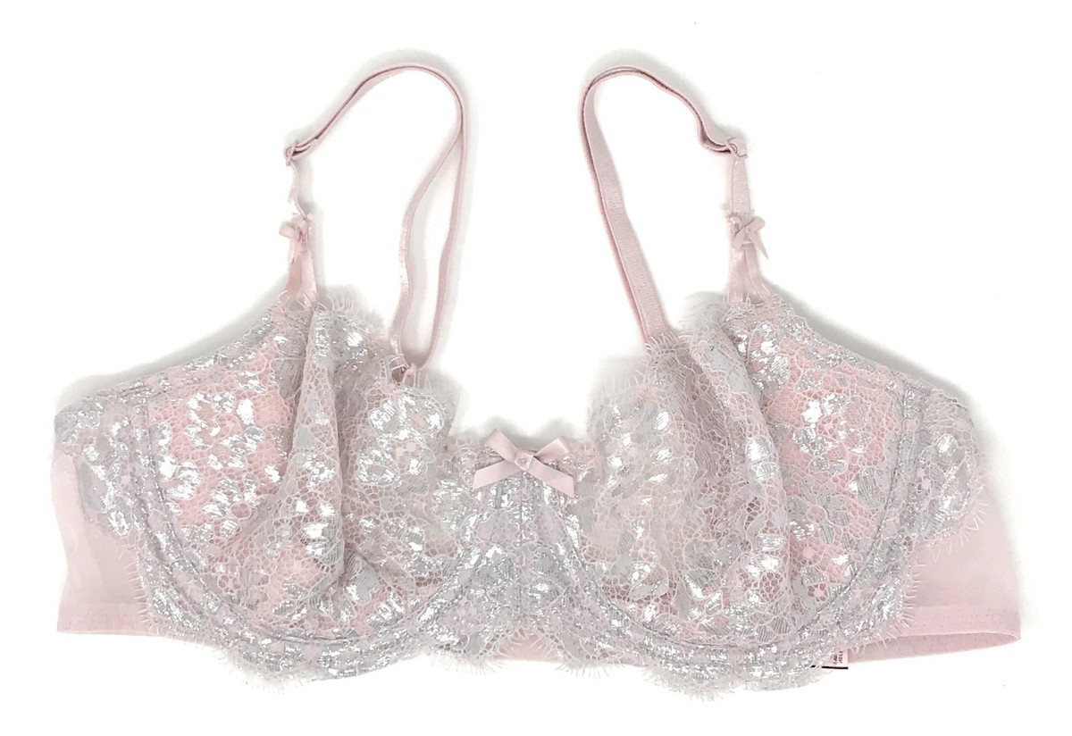 32D PINK SILVER SHINE Victorias Secret Dream Angel Wicked Unlined