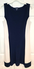 Chaps Ralph Lauren Business Casual Stretch Blue/Cream Dress Size Large L