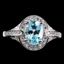925 Sterling Silver Ring Oval Sky Blue Topaz 8x6mm Natural Gemstone Jewelry