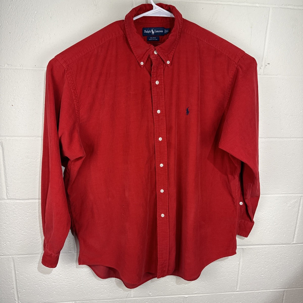 Vintage Polo Ralph Lauren Blake Corduroy Shirt Mens XL Red Long Sleeve Pony