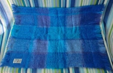AVOCA BLUE AND PURPLE MOHAIR AND WOOL THROW BLANKET 36” x 54” IRELAND BIN03