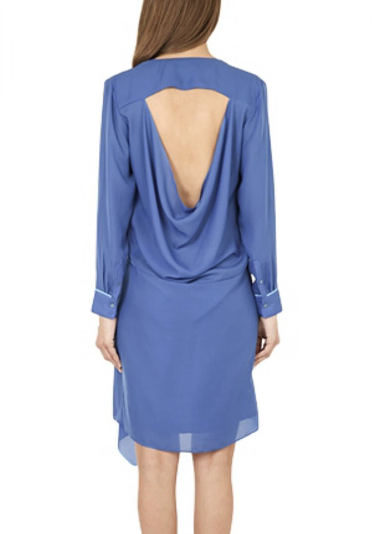 ABITO ACNE STUDIOS M MEDIUM UK10 EU38 BLU COBALTO SCHIENA APERTA FESTA ASSIMETRICA