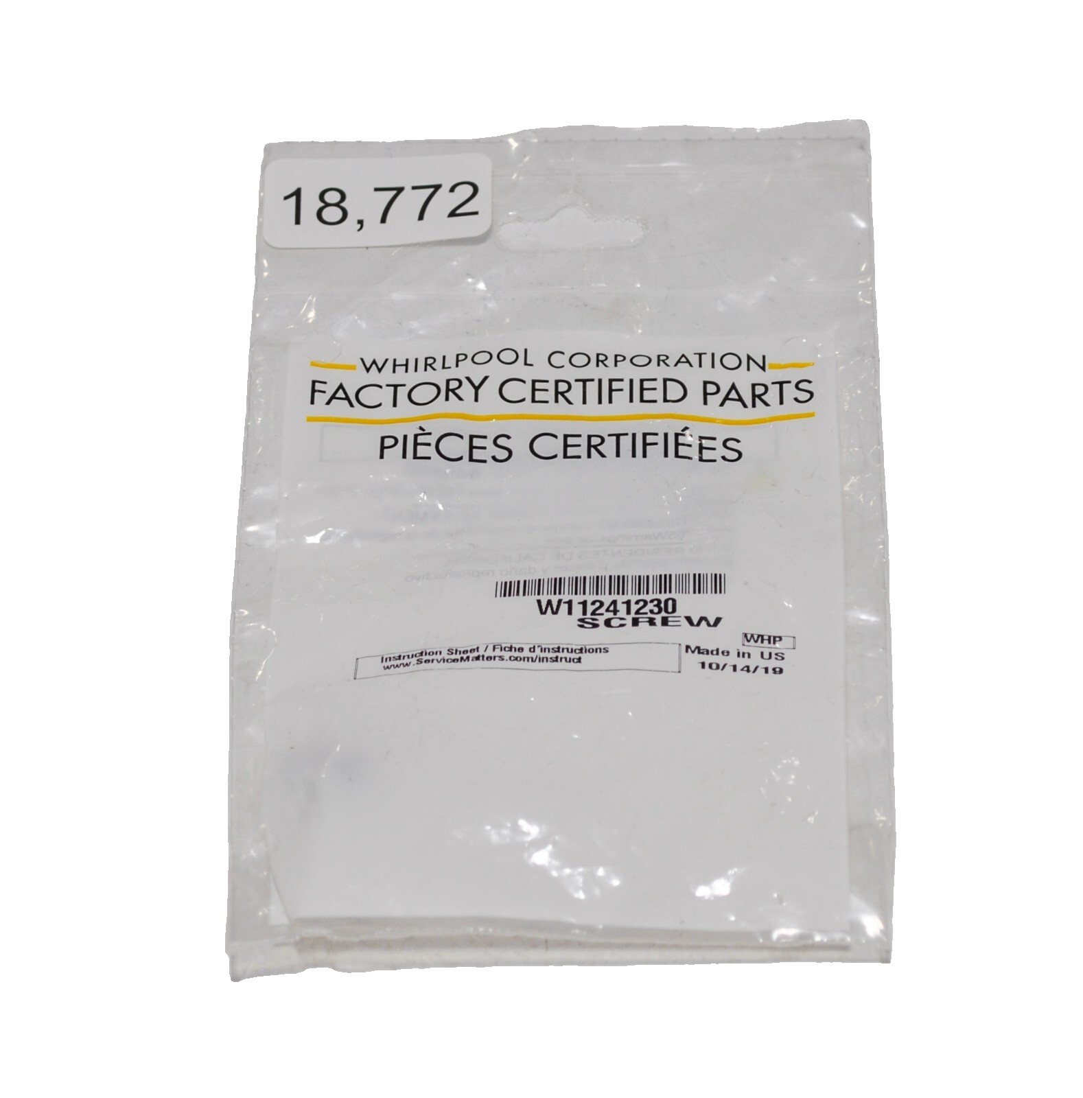 Whirlpool W11241230 Oven Range Stove Replacement Screw-image