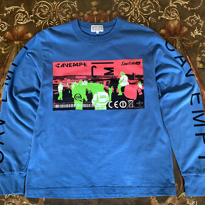 CE Cav Empt Graphic Design Blue Long sleeve T shirt Made in