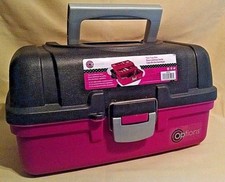 CRAFT BOX CREATIVE OPTIONS 993932 ADJ COMPARTMENT PINK GRAY PLASTIC 2 TRAY USED 