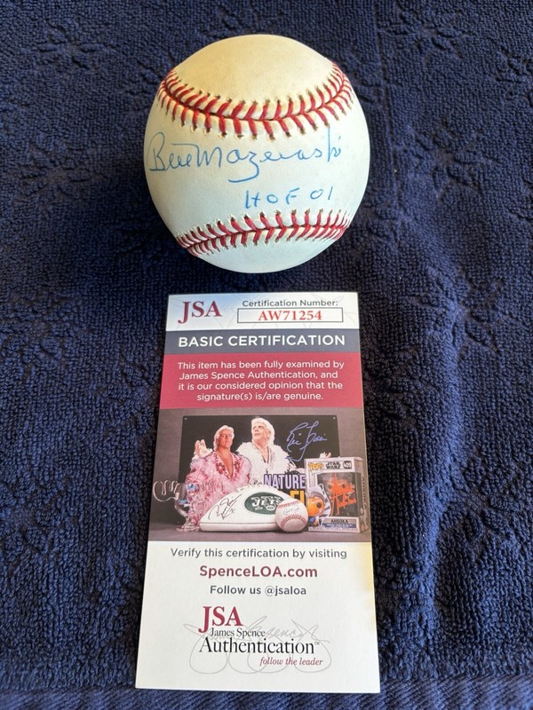 Bill Mazeroski HOF 01 Autographed ONL Leonard S Coleman Baseball JSA COA Vintage