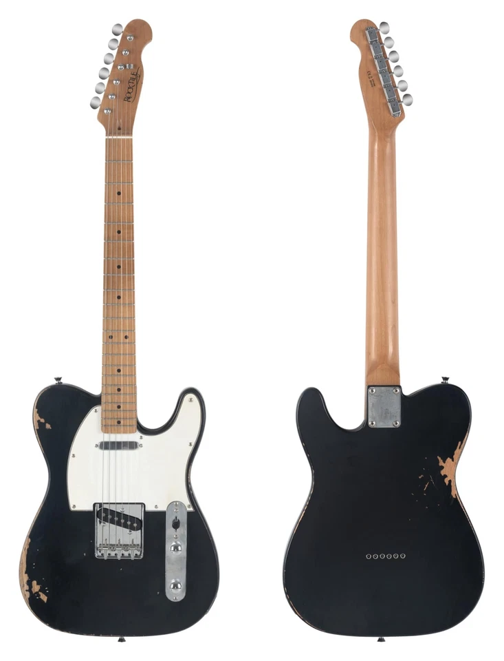 Rocktile Vinstage TL Chitarra Elettrica Vintage Nero Relic Aged Corpo Pickup - Immagine 3 di 4