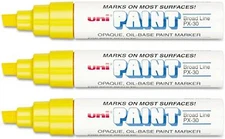 Uni-Paint 63735 PX-30 Oil-Based Permanent Marker, Bold Line, Yellow, 3-Pack
