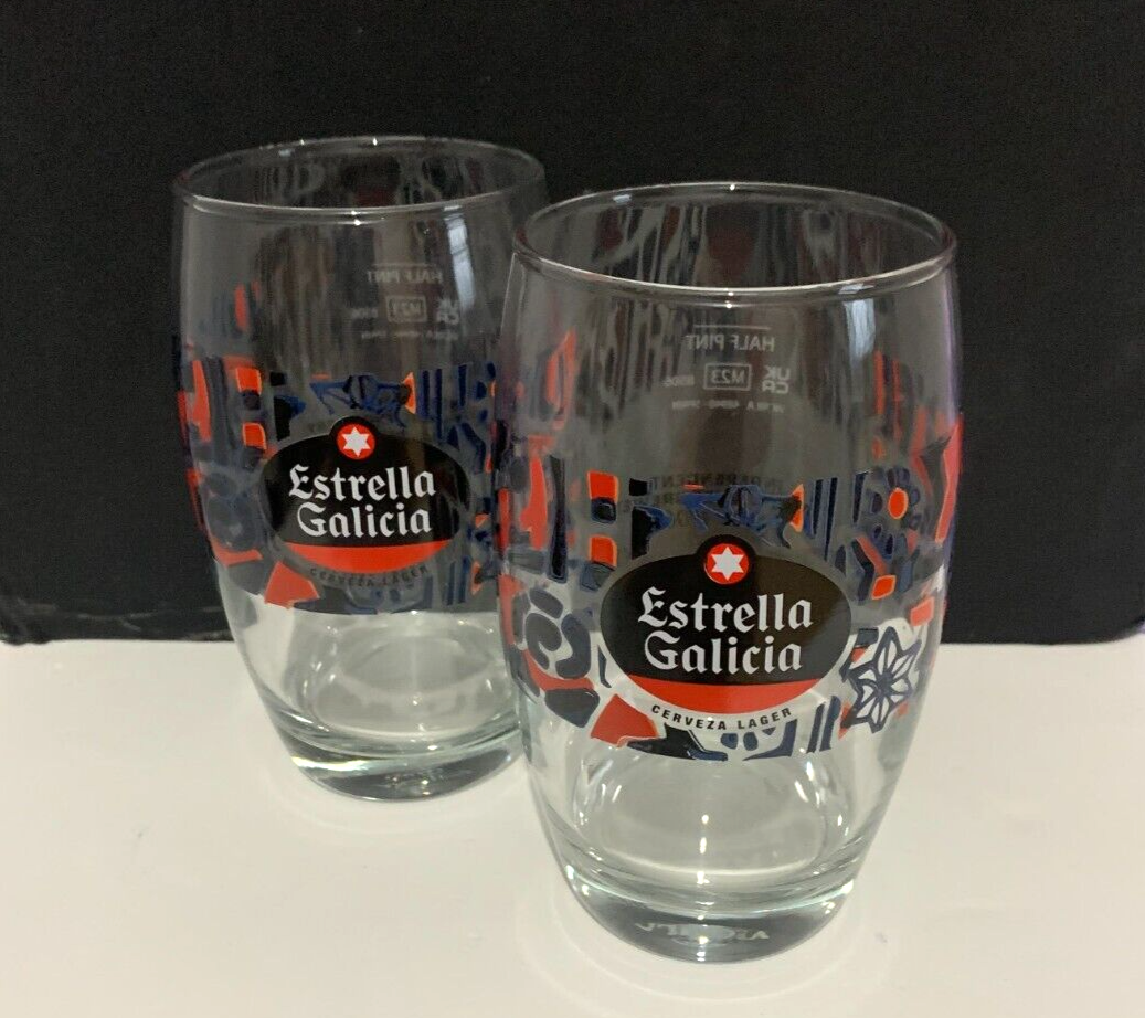 4 x Rare Estrella Galicia Beer Lager Half Pint Glasses NEW CE M20 eBay