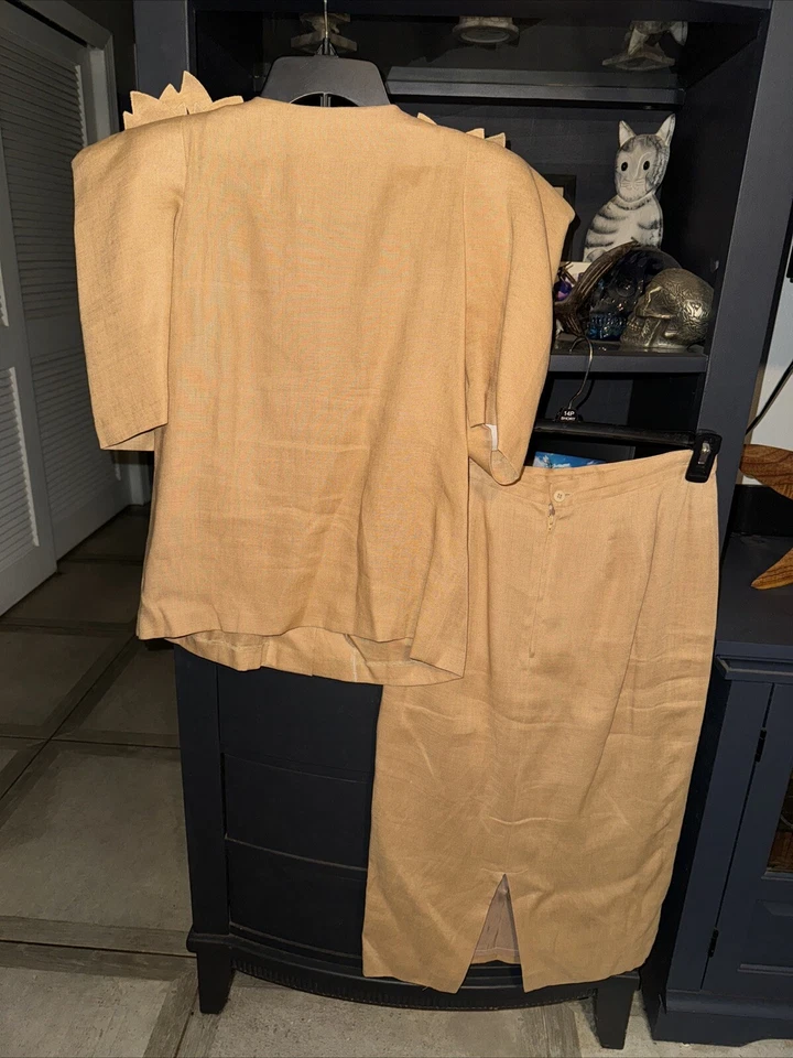 缓存 2 件装 10 码铅笔裙 💯 亚麻内衬 贝壳 装饰 A Vant Garde — 第 4/4 张图片